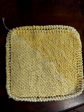 Handmade Yellow Knit Dishcloth